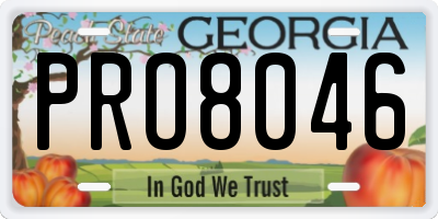 GA license plate PRO8046