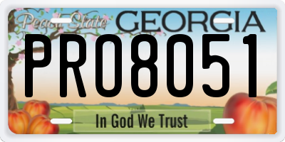 GA license plate PRO8051