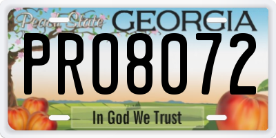 GA license plate PRO8072