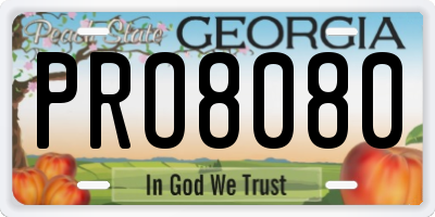 GA license plate PRO8080