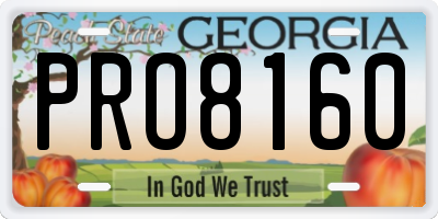 GA license plate PRO8160