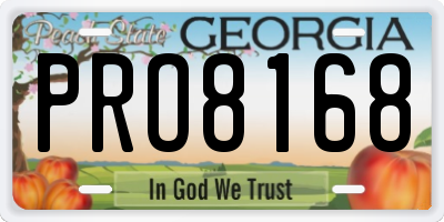 GA license plate PRO8168
