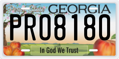 GA license plate PRO8180