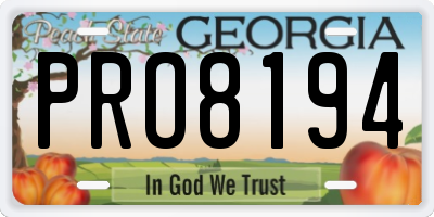 GA license plate PRO8194