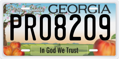 GA license plate PRO8209