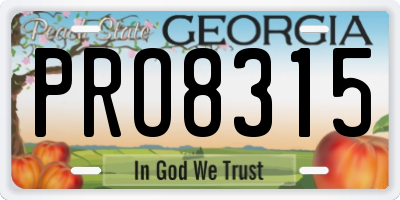 GA license plate PRO8315