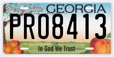 GA license plate PRO8413