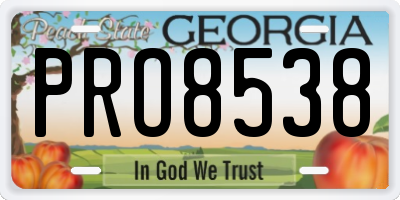 GA license plate PRO8538