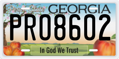 GA license plate PRO8602