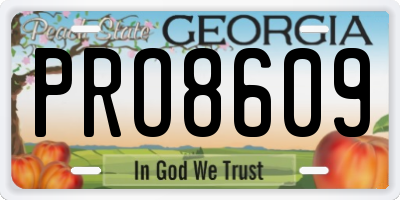 GA license plate PRO8609