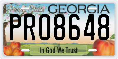 GA license plate PRO8648