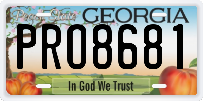 GA license plate PRO8681