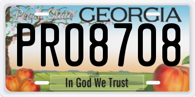 GA license plate PRO8708