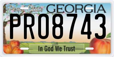 GA license plate PRO8743