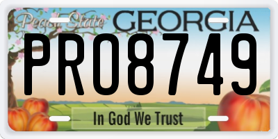 GA license plate PRO8749
