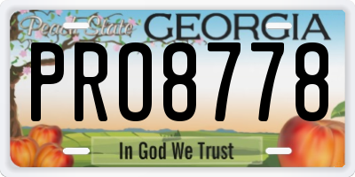 GA license plate PRO8778