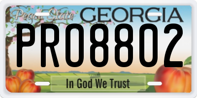GA license plate PRO8802