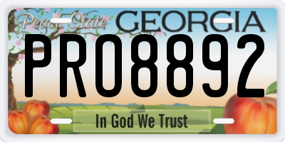 GA license plate PRO8892