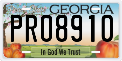 GA license plate PRO8910