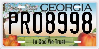 GA license plate PRO8998