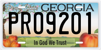 GA license plate PRO9201