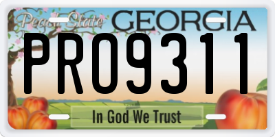 GA license plate PRO9311