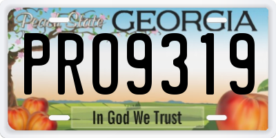 GA license plate PRO9319