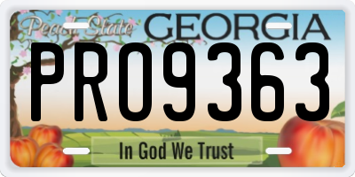 GA license plate PRO9363