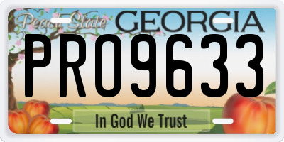 GA license plate PRO9633