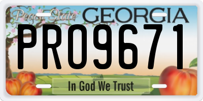 GA license plate PRO9671