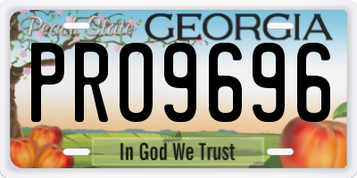 GA license plate PRO9696