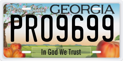 GA license plate PRO9699