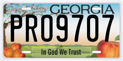 GA license plate PRO9707