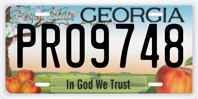GA license plate PRO9748
