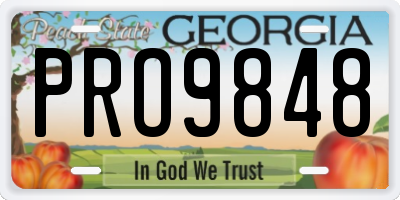 GA license plate PRO9848