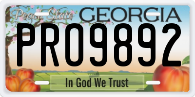 GA license plate PRO9892