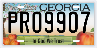GA license plate PRO9907