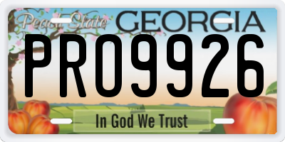 GA license plate PRO9926