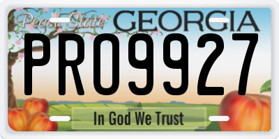 GA license plate PRO9927