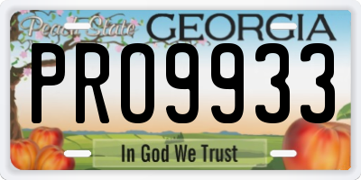 GA license plate PRO9933