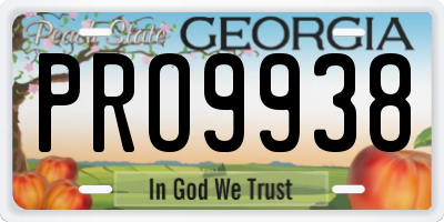 GA license plate PRO9938