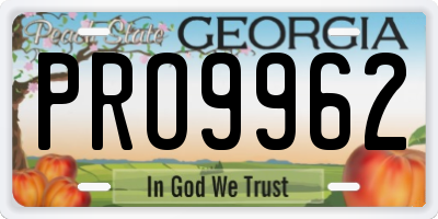GA license plate PRO9962