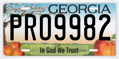 GA license plate PRO9982
