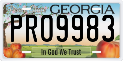 GA license plate PRO9983