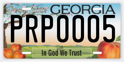 GA license plate PRP0005