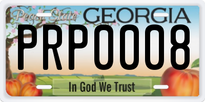 GA license plate PRP0008