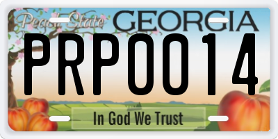 GA license plate PRP0014