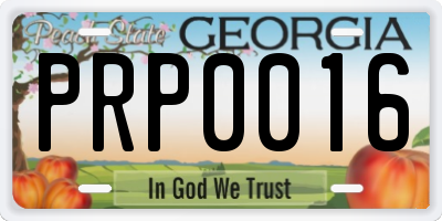 GA license plate PRP0016