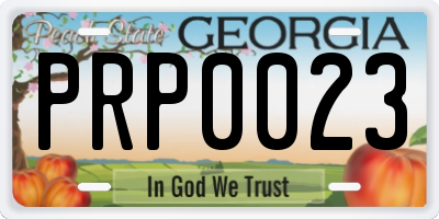 GA license plate PRP0023
