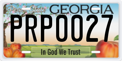 GA license plate PRP0027